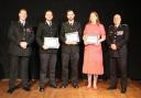 Jamie Cole, second from left, with the other finalists, Police Federation representative who sponsored the award, and Chief Constable Nick Dean 
