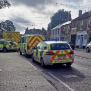 Police and ambulance crews in East Park Street, Chatteris, on Saturday October 28