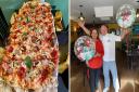 It's finally arrived: A 70cm pizza, home made, and created by Maria and Peppe (right) at Vesuvio, Whittlesey. The couple are pictured celebrating their 10th anniversary running the restaurant last October.