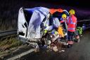 Fire crews attended the crash on the A14 between junctions 22 and 23.