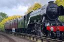 The Flying Scotsman was caught on camera as it sped through parts of the Cambridgeshire Fens.
