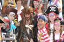Pirates Day at the Horsefair shopping center Wisbech. Captain Jack Sparrow with some of the children pirates. Picture: Steve Williams.