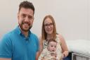 Cancer was ruled out for Baby Oliver following whole genome sequencing at Addenbrooke\'s Hospital. His pictured with his parents Sara and Michael Bell.