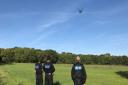 British Transport Police taking a drone out on a test flight.