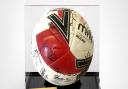 This signed match-ball in a Perspex presentation display box coud be yours.