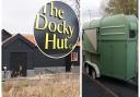 The Docky Cafe at Wicken Fen and the pre-converted horsebox trailer ready to become a mobile catering unit close to the nature reserve