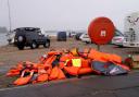 Discarded life jackets at Eastney Point (PA)