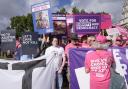 Campaigners during a protest for and against assisted dying outside Parliament (Stefan Rousseau/PA)