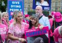 Campaigners in favour of the bill react after hearing the result of the vote on the Terminally Ill Adults (End of Life) Bill (Stefan Rousseau/PA)