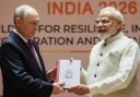 Russian President Vladimir Putin, left, and Indian Prime Minister Narendra Modi met on the sidelines of the summit (Alexander Kazakov, Sputnik, Kremlin Pool/AP)