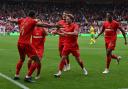 Middlesbrough’s Ashley Phillips (left) celebrates with his team mates (Bruce Rollinson/PA)