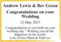 Andrew Lewis & Bev Green