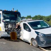 A lorry ploughed into the back of a van that had broken down in Peterborough on Friday (August 5).