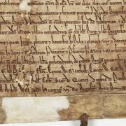 The original Huntingdon Borough charter from 1205 stored by Cambridgeshire County Council's archive department