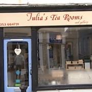 A door was damaged and a till was stolen from Julia's Tea Rooms in Ely.