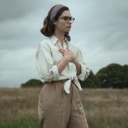 Lily James as Peggy Preston in The Dig  which opens on January 29 on Netflix