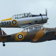 A Yale and a North American Harvard Mk.IV, nicknamed Wacky Wabbit, flying together at the IWM Duxford Showcase Day on Saturday, October 10. Picture: Gerry Weatherhead