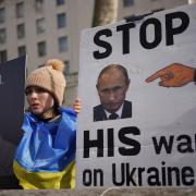 Protesters throughout Europe have called on Russian president Vladimir Putin to end his military campaign in Ukraine