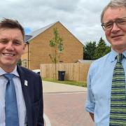 Job done: Nigel Howlett, chief executive of the CHS (Cambridge Housing Society) Group that oversaw the project at Wicken met Mayor Dr Nik Johnson.