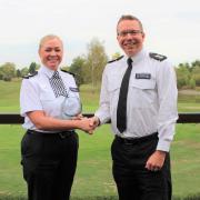 Sergeant Sarah Phillips from Peterborough’s Eastern Neighbourhood Policing Team, with Detective Chief Superintendent Jon Hutchinson, Head of Local Policing.