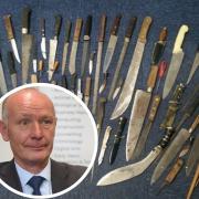 Darryl Preston (inset), police and crime commissioner, said he will continue to support Cambridgeshire Police in tackling the rise in knife crime within the county.