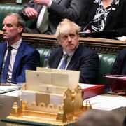 House of Commons on Wednesday with MP Steve Barclay to the left of the prime minister