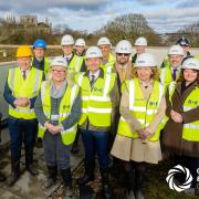 Mayor Dr Nik Johnson (left) at this week's topping out ceremony for the new university at Peterborough. ARU Peterborough will deliver courses targeted specifically towards industries locally where demand currently outstrips availability of skilled worker