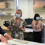 Health Secretary Matt Hancock with Huntingdon MP Jonathan Djanogly and CEO Caroline Walker this summer at Hinchingbrooke Hospital.