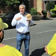 MP Steve Barclay chats with some of the WisWIN campaign group as he arrives at the Rosmini Centre, Wisbech, to present a petition against the mega incinerator proposed for Wisbech.