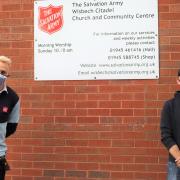 Homeless champion Simon 'Spike' Crowson (right) with Lieutenant Liam Beattie, church leader at the Salvation Army centre in Wisbech, who are working together as part of 50/50 Vision.