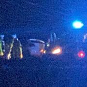 A motorist took this photo from a distance of the collision on the A47 near Wisbech earlier tonight.