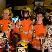 Firefighters from March fire station visited various areas in March on Halloween (October 31). They\'re pictured here at \'Halloween House\' down Wisbech Road, March.