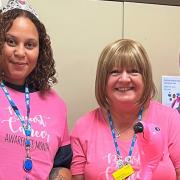The Pink Ladies (From Left to Right): Janay Johnson, Helen Smith and Eileen Davies from Hinchingbrooke Hospital\'s radiology department took part in the \'Wear It Pink\' day for Breast Cancer Awareness Month.