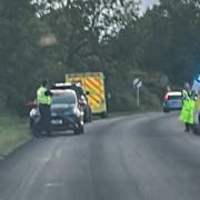 Police at the scene of the crash on Doddington Road in Chatteris.