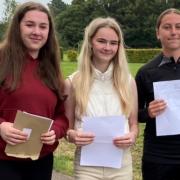 Students at Neale-Wade Academy in March with their GCSE results.