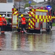 Fire crews from March pumping out floodwater at the Chestnut Crescent junction on to Ellingham Avenue.