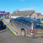 An untaxed, uninsured vehicle with flat tyres was seized in Horsegate Gardens, Chatteris, on March 5.