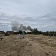 Firefighters are battling a blaze on Badgeney Road in March