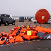 Discarded life jackets at Eastney Point (PA)
