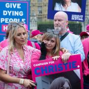 Campaigners in favour of the bill react after hearing the result of the vote on the Terminally Ill Adults (End of Life) Bill (Stefan Rousseau/PA)