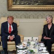 Catherine Connolly and Donald Trump at Aras an Uachtarain (Tony Maxwell/Maxwells/PA)