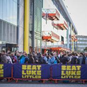 Thousands of amateur darts players arrived at the Queen Elizabeth Olympic Park for the chance to ‘Beat Luke Littler’ (Tom Dymond/Netflix handout)