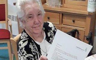 Gwen Herbert with a kindness letter written by a Marshland High School pupil. Picture: Submitted