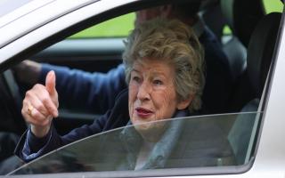 Lady Lavinia Nourse, 77, of The Severals, Newmarket leaves The Knights' Chamber in Peterborough, after being cleared of all charges after a man accused her of sexually abusing him when he was a young boy in the 1980s.