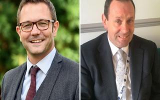 Barnaby Rimmer (left) will take over from Chris Staley (right) as headmaster of Wisbech Grammar School.