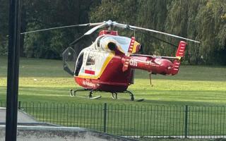  An air ambulance landed in West End Park, March, this afternoon.