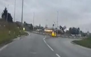 The video of a car catapulting over a roundabout in Fenland Way, Chatteris, that has gone viral on TikTok.